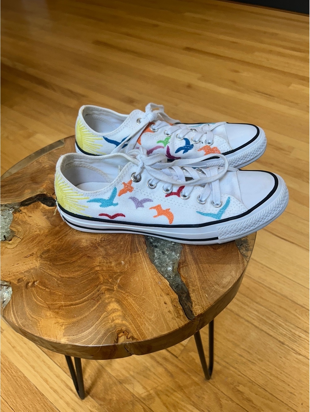 Converse All Star Mara Hoffman Canvas Sneakers with Colorful Bird Embroder Sz 7